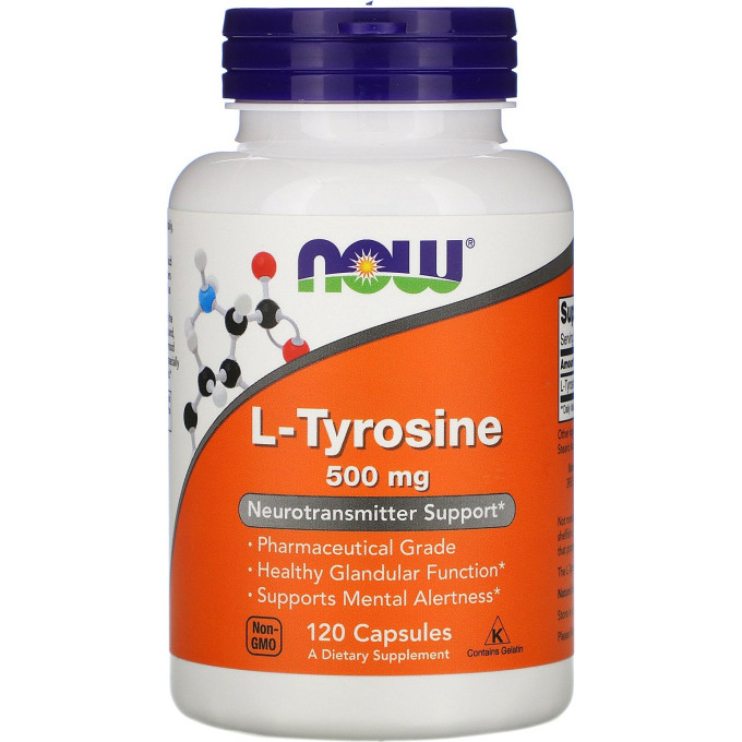 Аминокислота NOW FOODS L-TYROSINE, 500 мг, 120 капсул NS7109