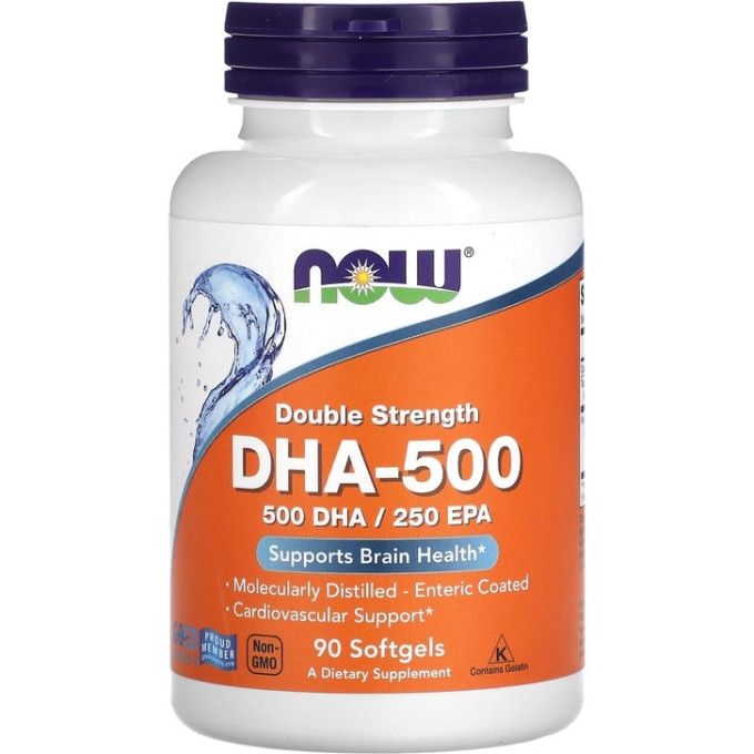 NOW FOODS DHA-500 (Омега-3), 500 мг - 90 капсул NS31077