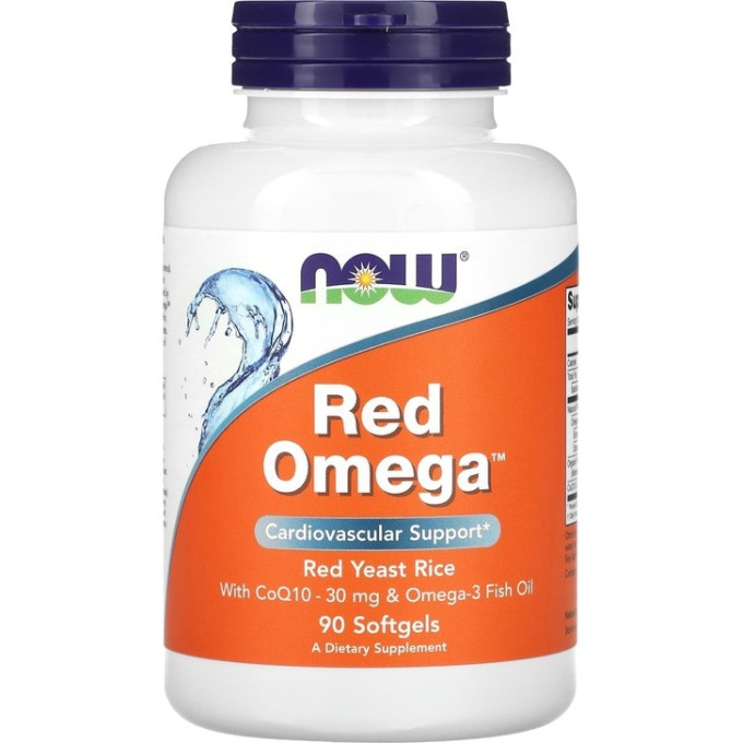 Омега NOW Omega-3 Red Rice + Q10, Рэд Омега + Q10 - 90 капсул NS24218