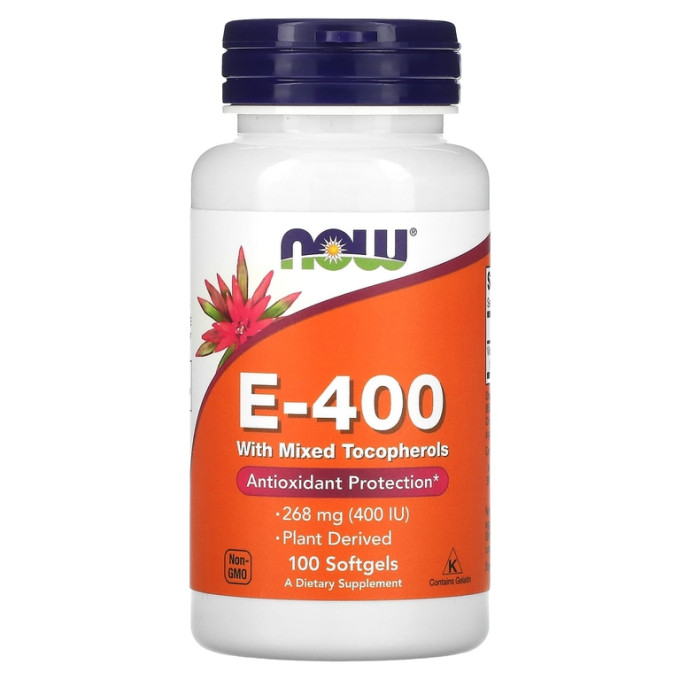 Витамин NOW FOODS E-400 MIXED TOC 100 капсул NS29520