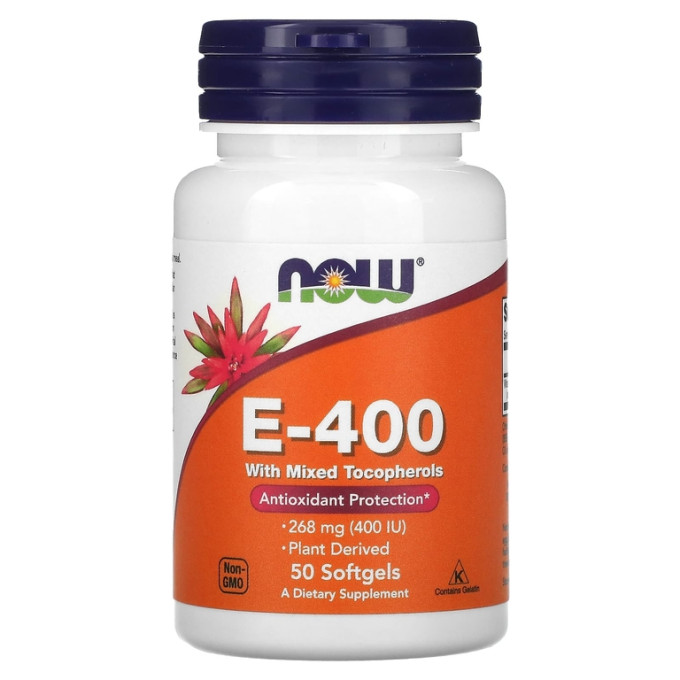 Витамин NOW FOODS E-400 MIXED TOC 50 капсул NS29521