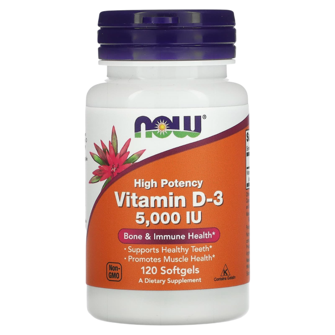 Витамин NOW FOODS VITAMIN D-3, 5000 МЕ, 120 капсул NS12933